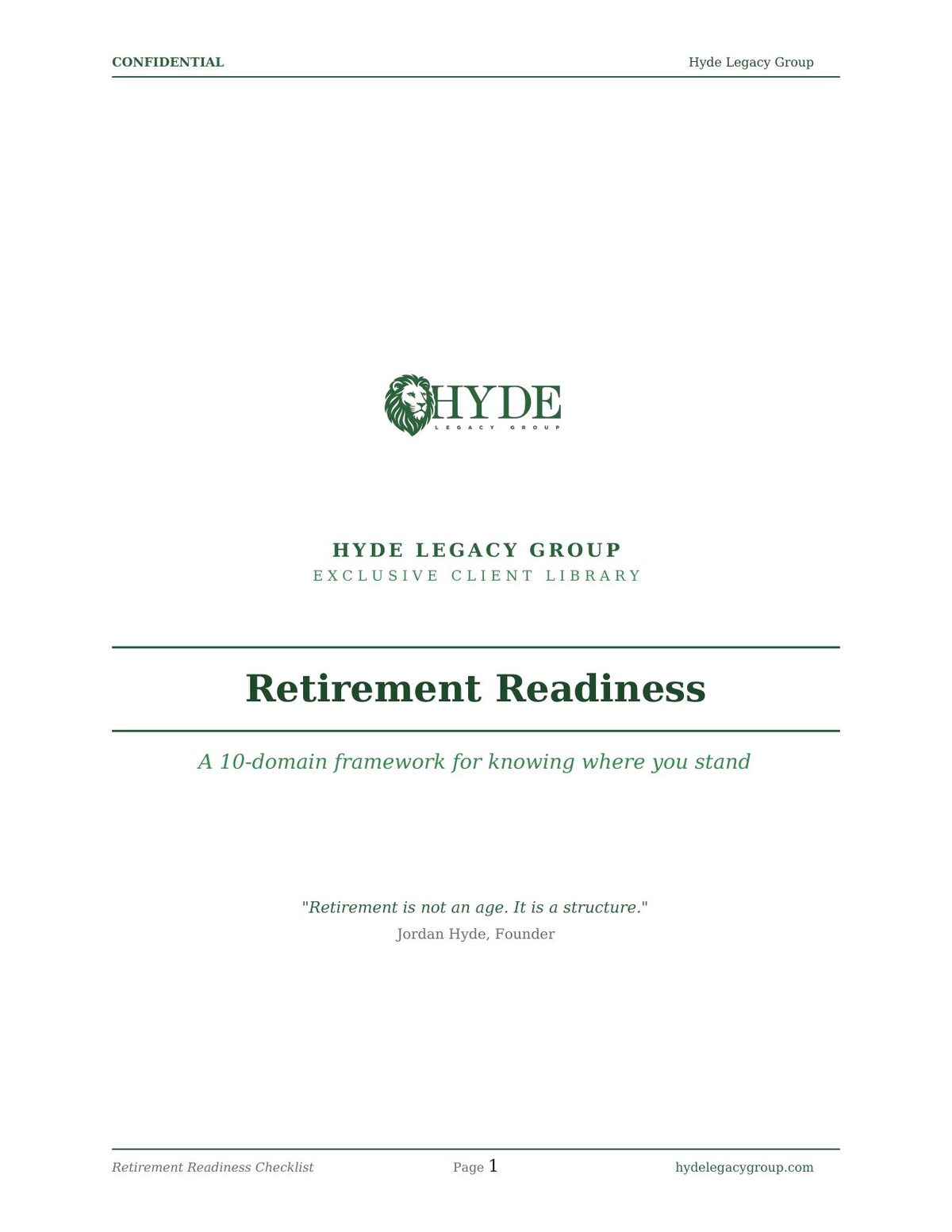 Cover page of the Retirement Readiness Checklist
