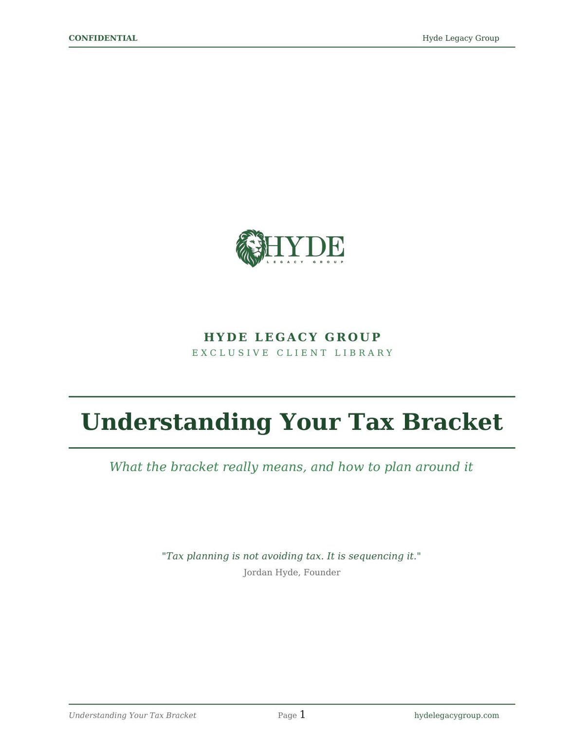 Cover page of Understanding Your Tax Bracket